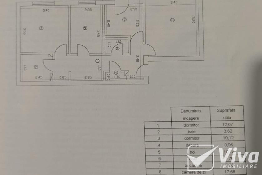 Apartament cu 3 camere decomandat, mobilat în Nicolina