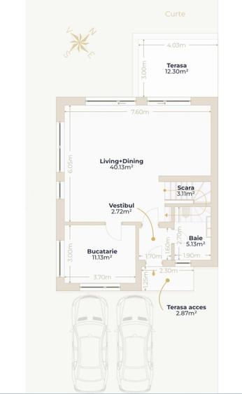 Duplex cu 5 camere cu Canalizare în Voluntari