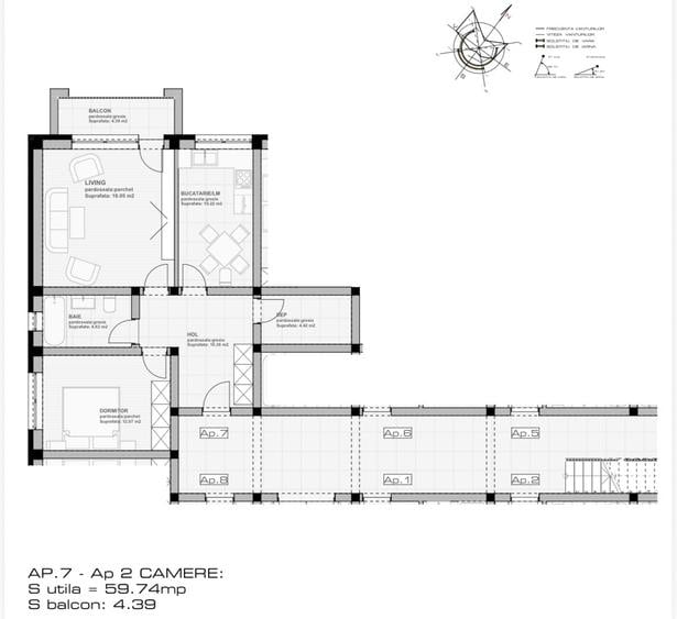 Apartament cu 2 camere decomandat, mobilat în Sânpetru