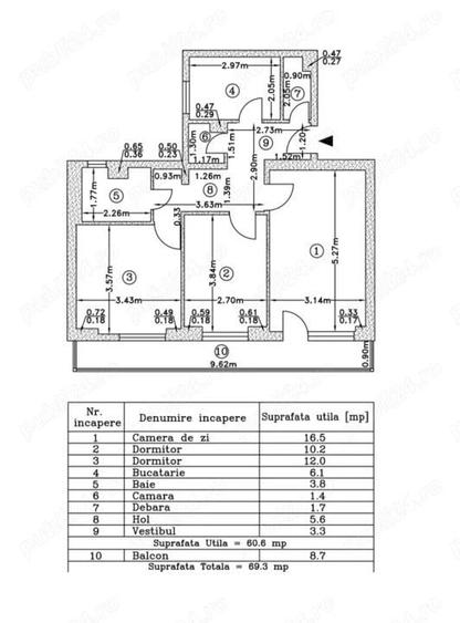Apartament cu 3 camere decomandat în Lacul Tei