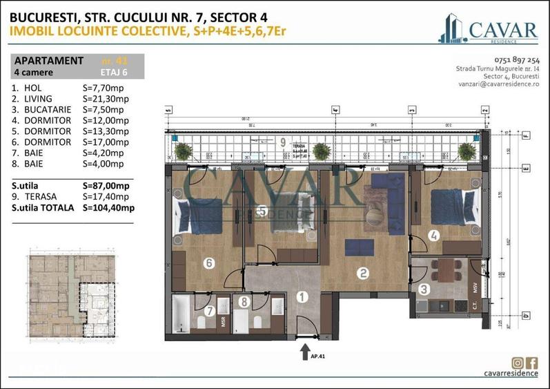 Apartament cu 4 camere în Brâncoveanu