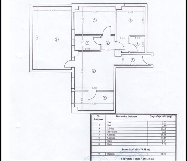Apartament cu 3 camere semidecomandat în Tomis Plus