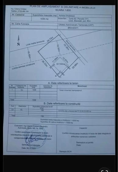 Teren de 1036 mp, în Central