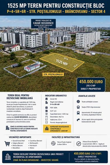 Str. Postalionului 1525 mp teren pentru constructie bloc P+4+5R+6R - 4