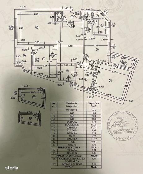 Apartament cu 3 camere în P-ța Universității