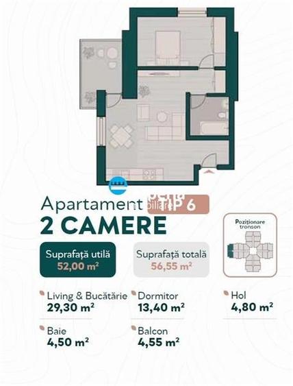 Apartament cu 2 camere decomandat în Podul de Fier
