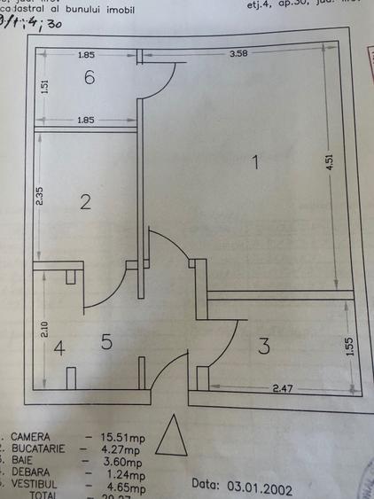 Garsonieră decomandată în Central