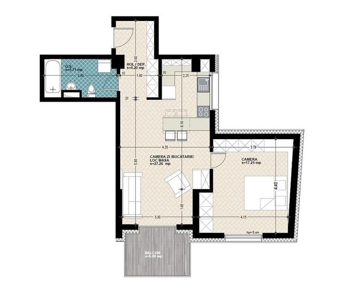 Apartament cu 2 camere semidecomandat în Mărăști