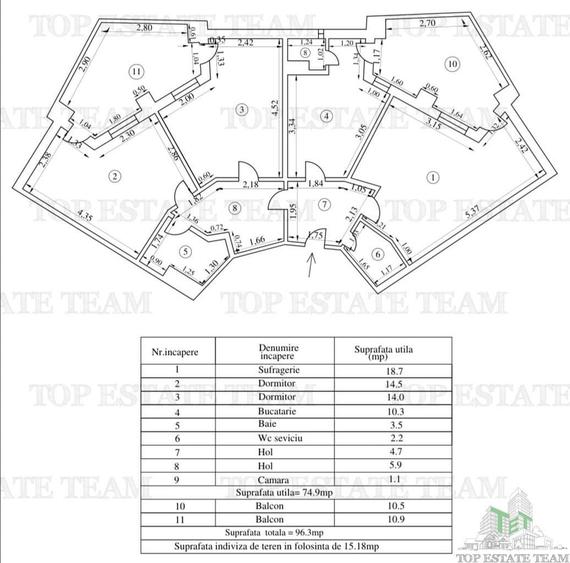 Apartament cu 3 camere decomandat în Ultracentral