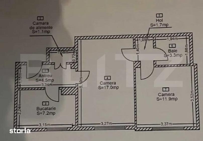 Apartament cu 2 camere, 47 mp, zona Horea-Ideal pentru locuit/inchiria - 1