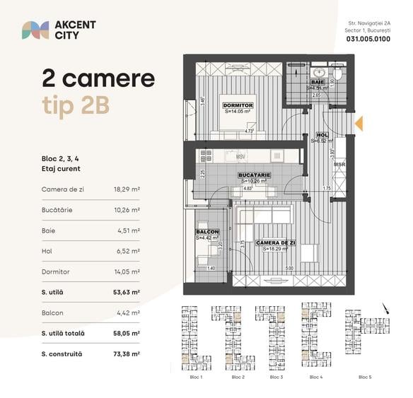 Apartament cu 2 camere în Chitila