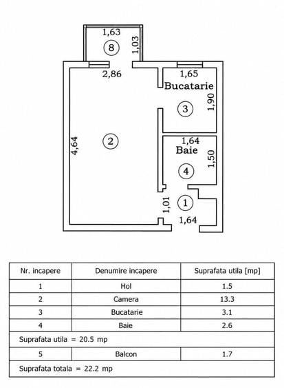 Garsonieră decomandată în Complex Studențesc
