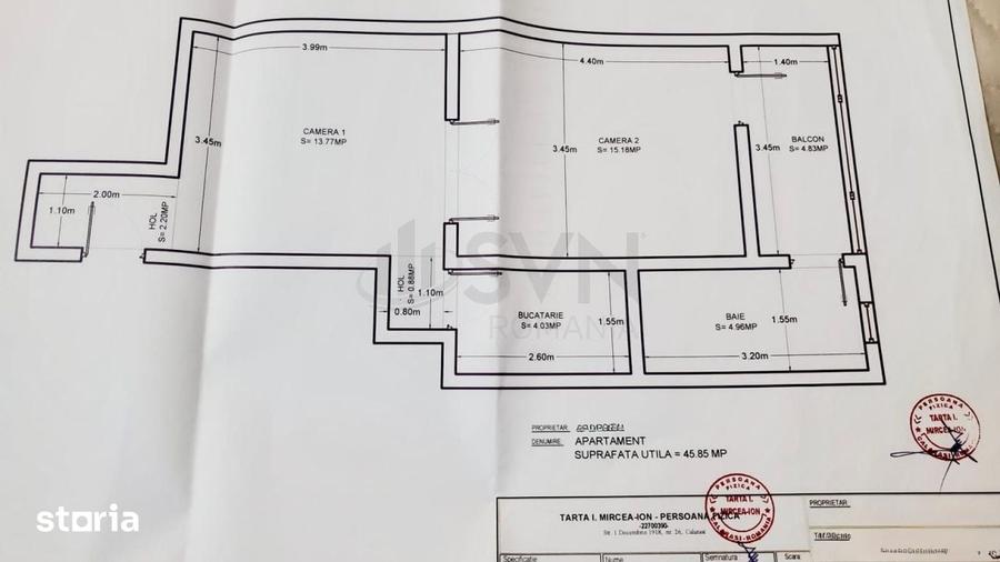 Apartament cu 2 camere decomandat în Calea Victoriei