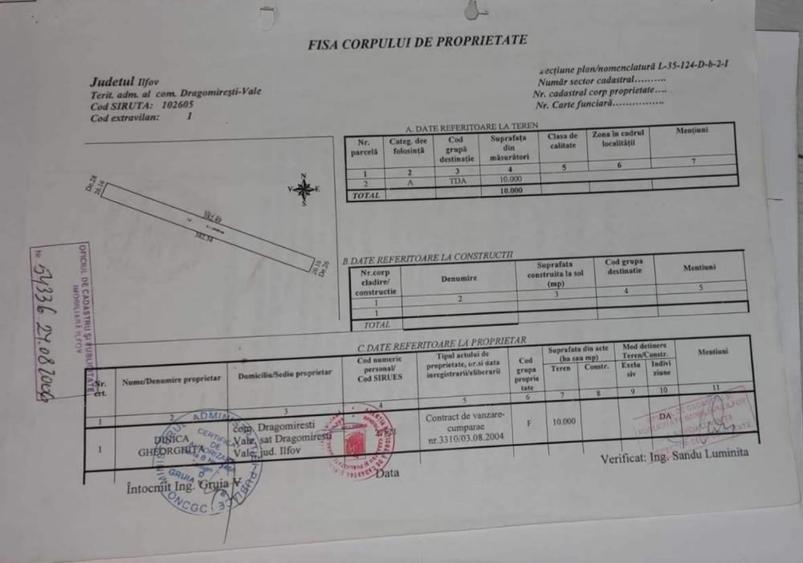 Teren intravilan în Dragomirești-Vale