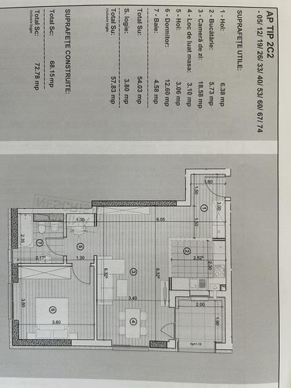 Apartament cu 2 camere decomandat în Central