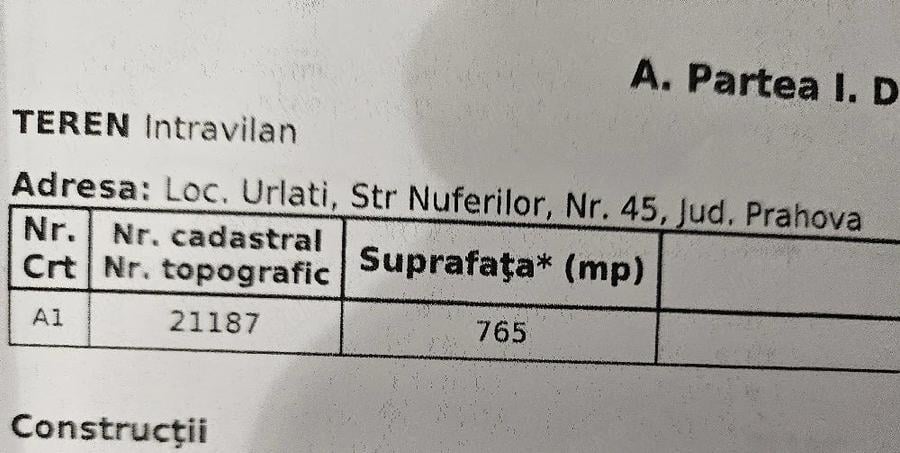 Teren de 765 mp, în Central