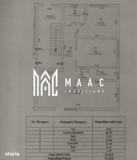 Apartament cu 3 camere decomandat în Central