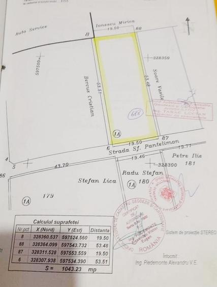 Teren Construcții intravilan de 1043 mp, în Central