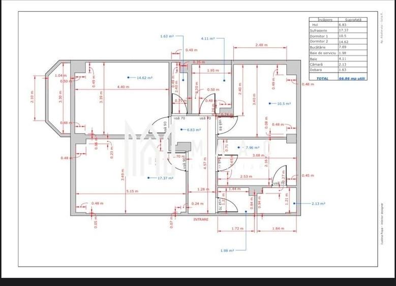 Apartament cu 3 camere decomandat în Central