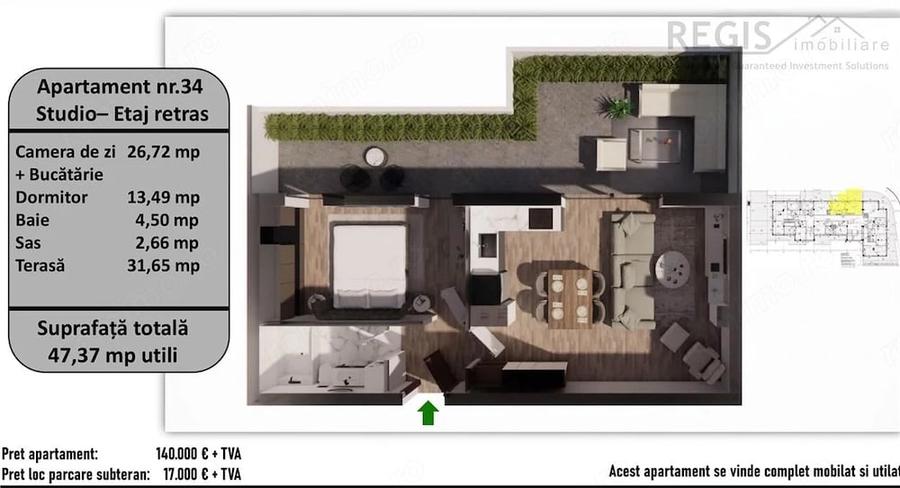 Apartament cu 2 camere în Tractorul