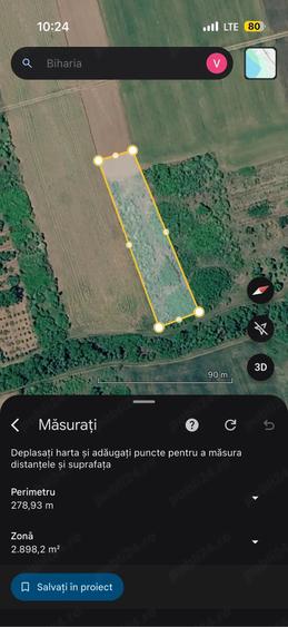 Teren de 3000 mp, în Centura