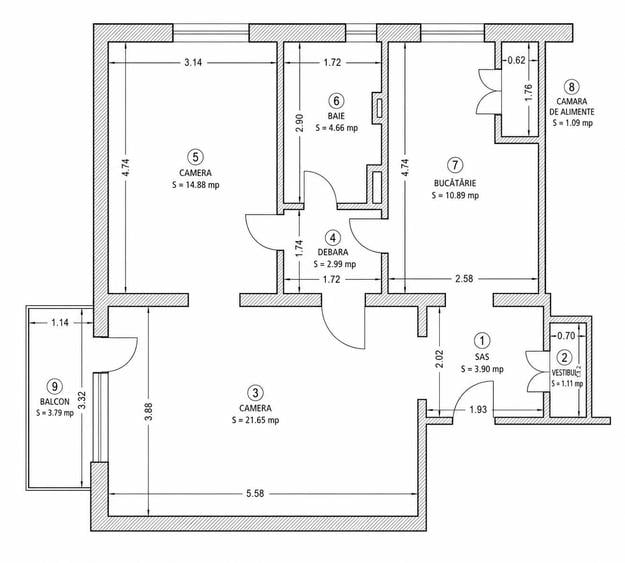 Apartament cu 2 camere confort sporit, 63mp, etaj intermediar, finisat, mobilat si utilat, zona Grad - 1