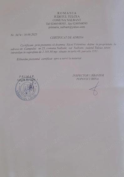 Teren de 2100 mp, în Central