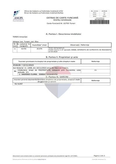 Teren Construcții intravilan de 26676 mp, în Tunari