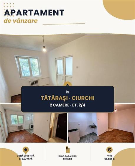 Apartament cu 2 camere nedecomandat în Tătărași