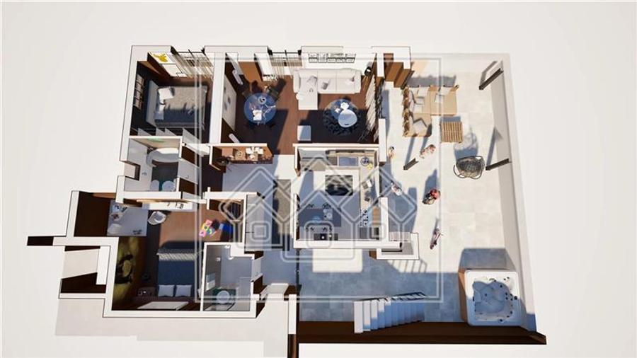 Penthouse cu 3 camere decomandat în Exterior Vest