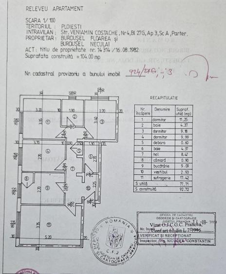 Apartament cu 3 camere decomandat în Republicii