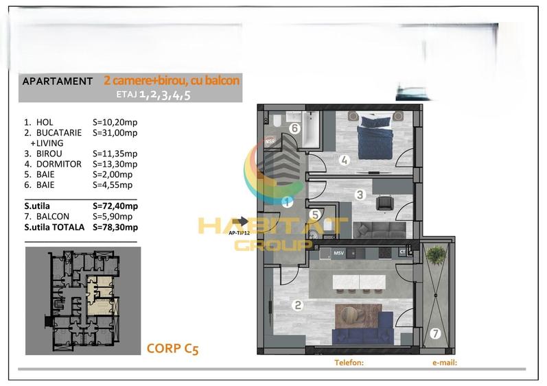 Apartament cu 3 camere decomandat în Nord-Est — fotografia 1