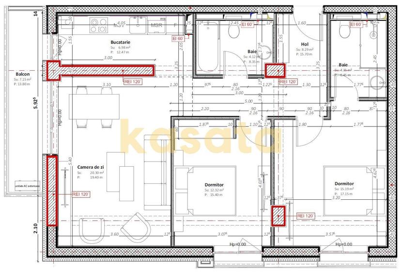 Apartament cu 3 camere decomandat în Aviației
