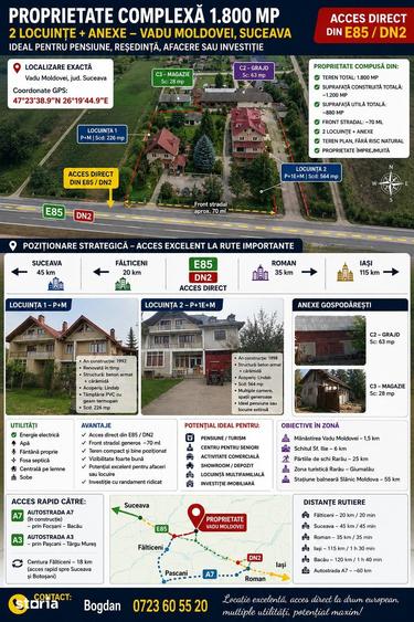 Casă cu Teren 1800 Mp în Vadu Moldovei