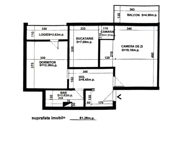 Apartament cu 2 camere decomandat în Central