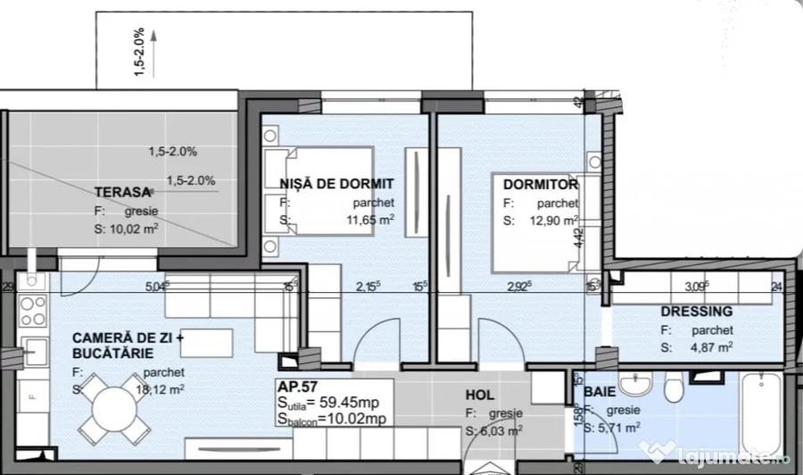Apartament cu 3 camere semidecomandat în Apahida