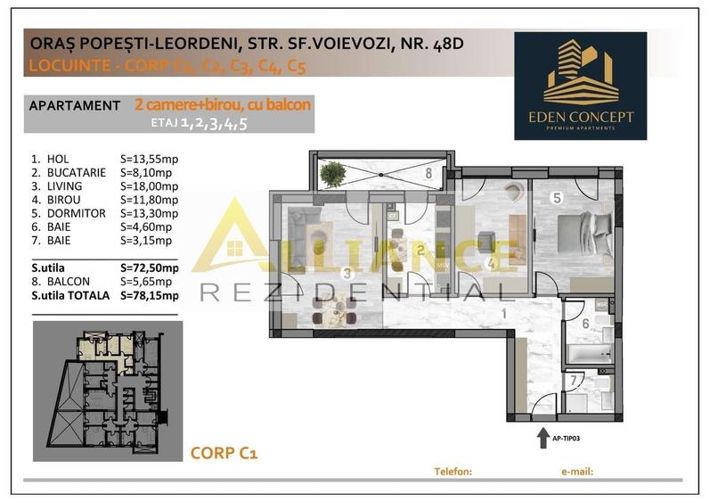 Apartament cu 3 camere decomandat în Exterior Sud