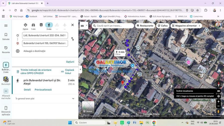 Apartament cu 2 camere decomandat, mobilat în Uverturii