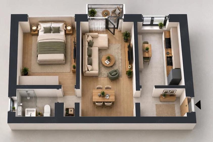 Apartament cu 2 camere semidecomandat în Central