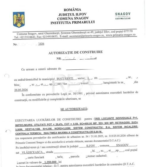 Teren cu autorizatie constructie vile, Snagov- Vladiceasca langa lac