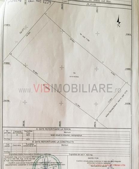 Teren intravilan de 423 mp, în Jilava