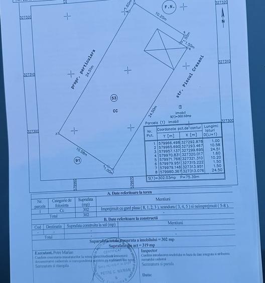 Teren de 302 mp, în Apusului