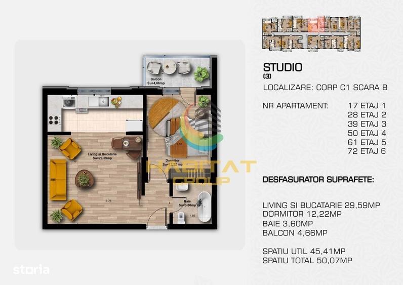 Vanzare ap 2 camere studio 50 mp metrou Berceni - 2
