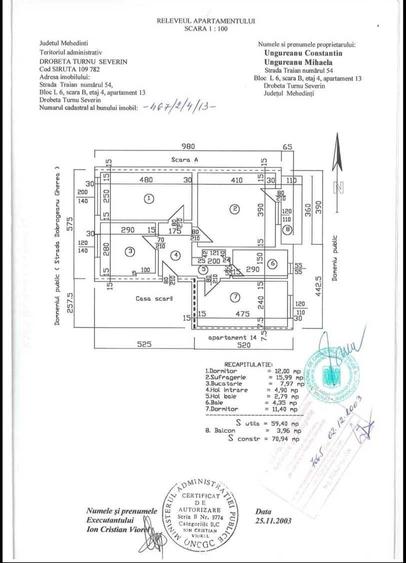 Apartament cu 3 camere decomandat în Central