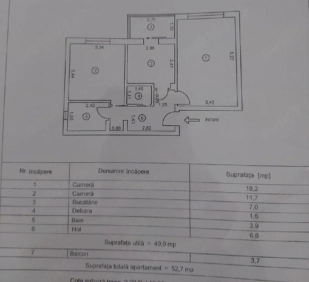 Apartament cu 2 camere decomandat în Independenței