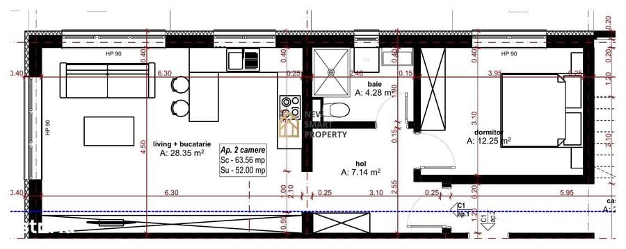 Apartament cu 2 camere în Oncea