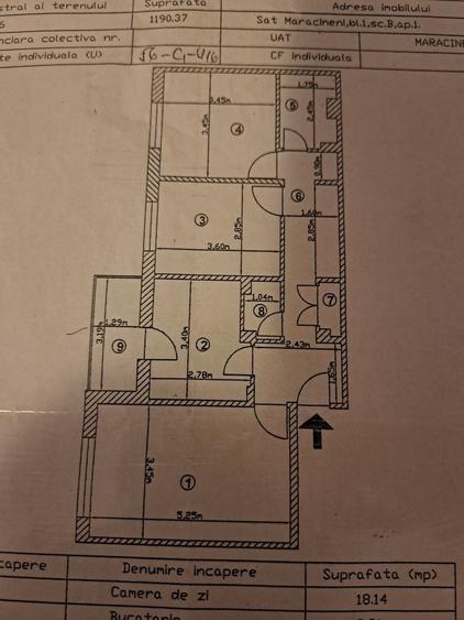 Apartament cu 3 camere decomandat în Mărăcineni