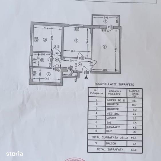 Apartament cu 3 camere semidecomandat în Giurgiului