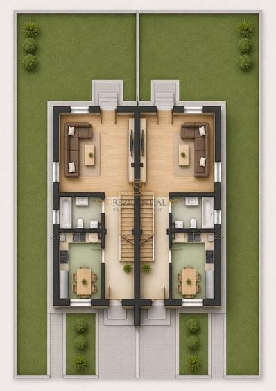 Duplex cu 4 camere cu Canalizare în Central