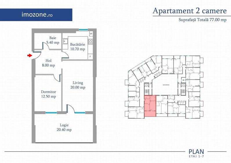 Apartament cu 2 camere decomandat în Militari